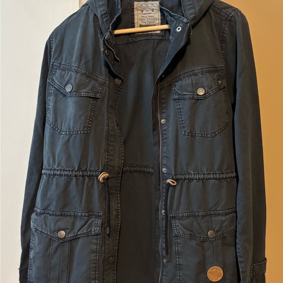 Women's Black Hooded Military Zip Grey Coat Pretty Versatile Jacket. - Picture 2 of 4